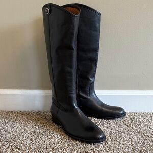 Frye Melissa Button 2 Black Leather Riding Boots